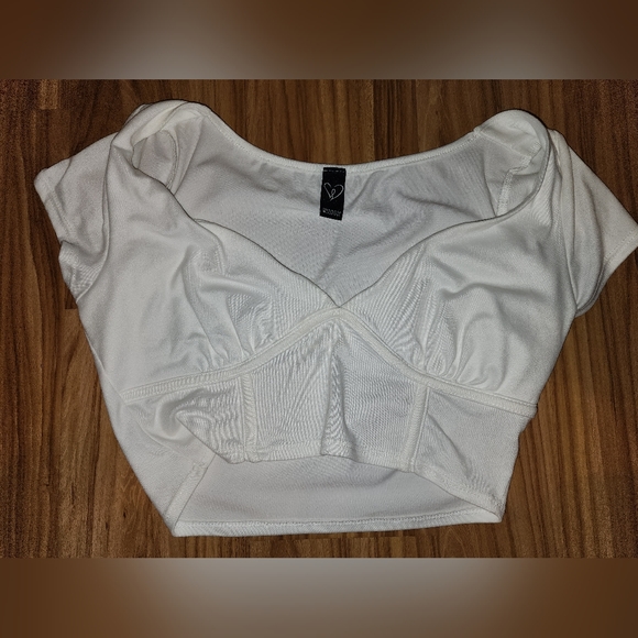 Size S Windsor Keeping Knit Chic Ribbed Knit Crop Top White - Picture 4 of 6